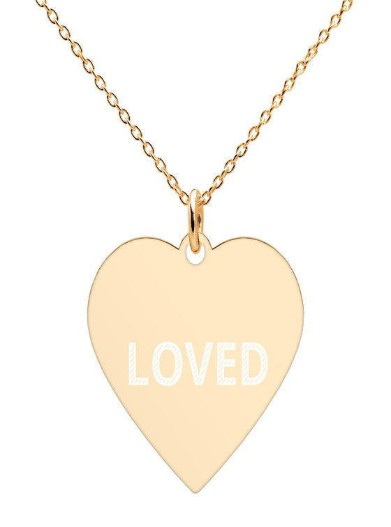 Engraved 'Loved' Gold Heart Necklace