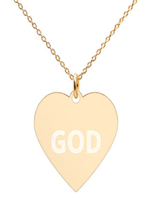  Engraved 'God' Heart Necklace