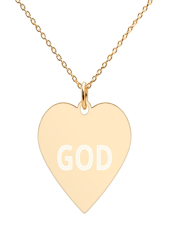 Engraved 'God' Heart Necklace