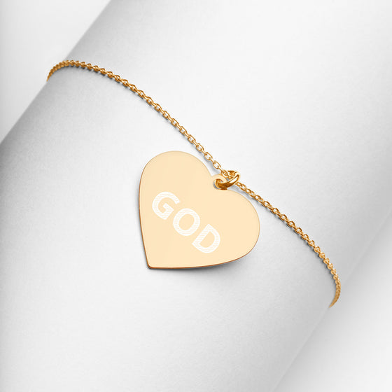 Engraved 'God' Heart Necklace