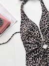 Shop womens Leopard Halter One-Piece Swimsuit| MYLUXQUEEN