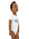 shop designer baby clothing, designer kids clothing, baby clothes, baby clothing, white baby bodysuit, i love daddy baby bodysuit, babyboy clothing, baby girl clothing | MYLUXBABY