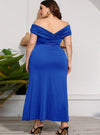 shop womens plus size long dress, Plus Size blue Off-Shoulder Dress | myluxqueen