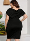 shop plus size black women dresses, Plus Size black Ruched V-Neck Dress| myluxqueen