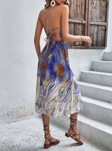  shop womens blue dress, womens halter backless dress| myluxqueen