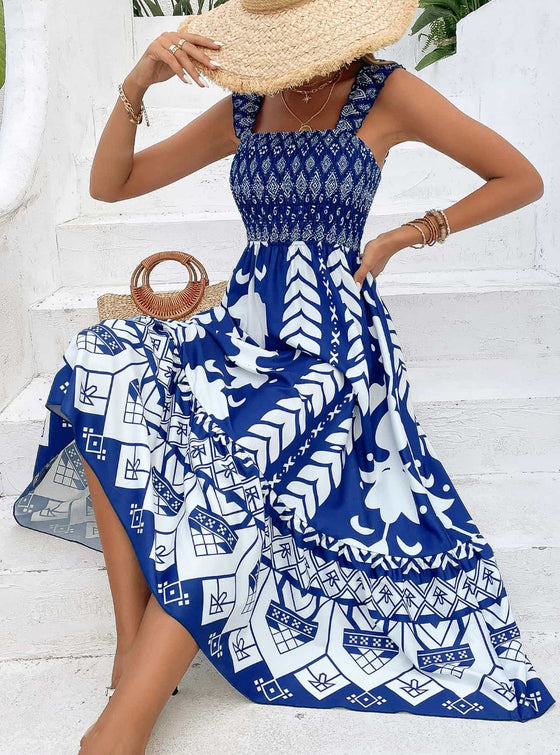 shop womens blue midi dress, womens blue Sleeveless Dress| myluxqueen