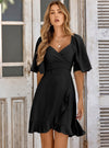 shop womens black dress, womens Smocked Ruffle Hem Dress| myluxqueen