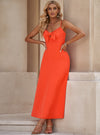 shop womens orange dress, womens Spaghetti Strap bow front Dress| myluxqueen