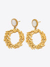 womens 18k gold Leaf-Shaped Drop Earrings| myluxqueen