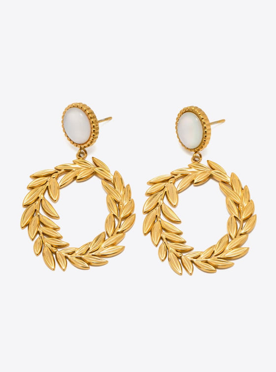 womens 18k gold Leaf-Shaped Drop Earrings| myluxqueen