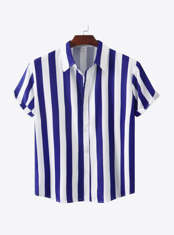 shop mens blue Striped Short Sleeve Shirt, mens blue shirts | mykingluxe