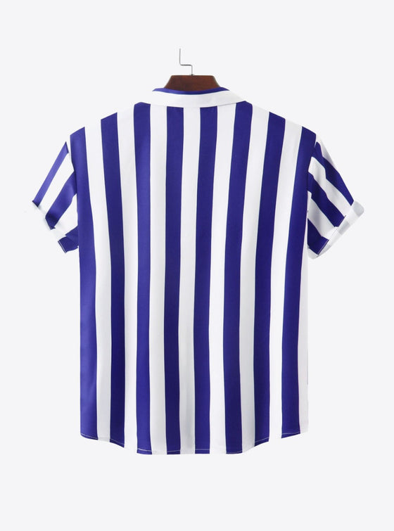 shop mens blue Striped Short Sleeve Shirt, mens blue shirts | mykingluxe