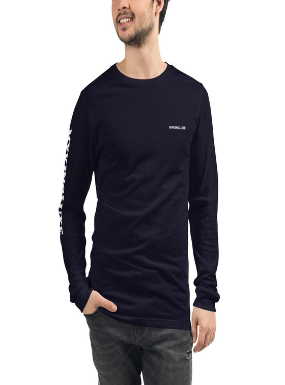 Mens blue long sleev t-shirt, mens tops | MYKINGLUXE