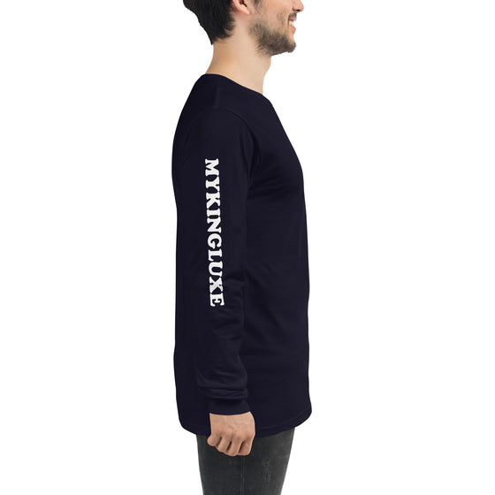 Mens blue long sleev t-shirt, mens tops | MYKINGLUXE
