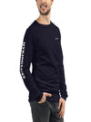 Mens blue long sleev t-shirt, mens tops | MYKINGLUXE